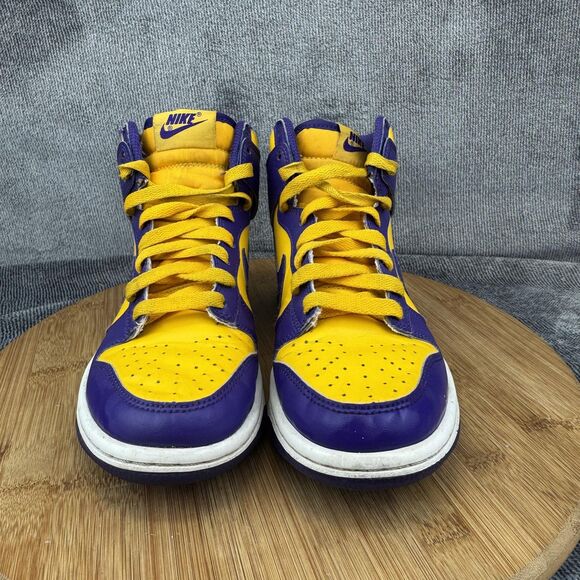 Nike Dunk High Shoes Youth Size 4Y Lakers Basketball DZ4454-500 Sneakers - Picture 2 of 9